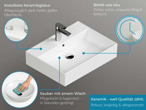 Duo Badmöbel 60, Eiche Gold, Keramik Waschbecken