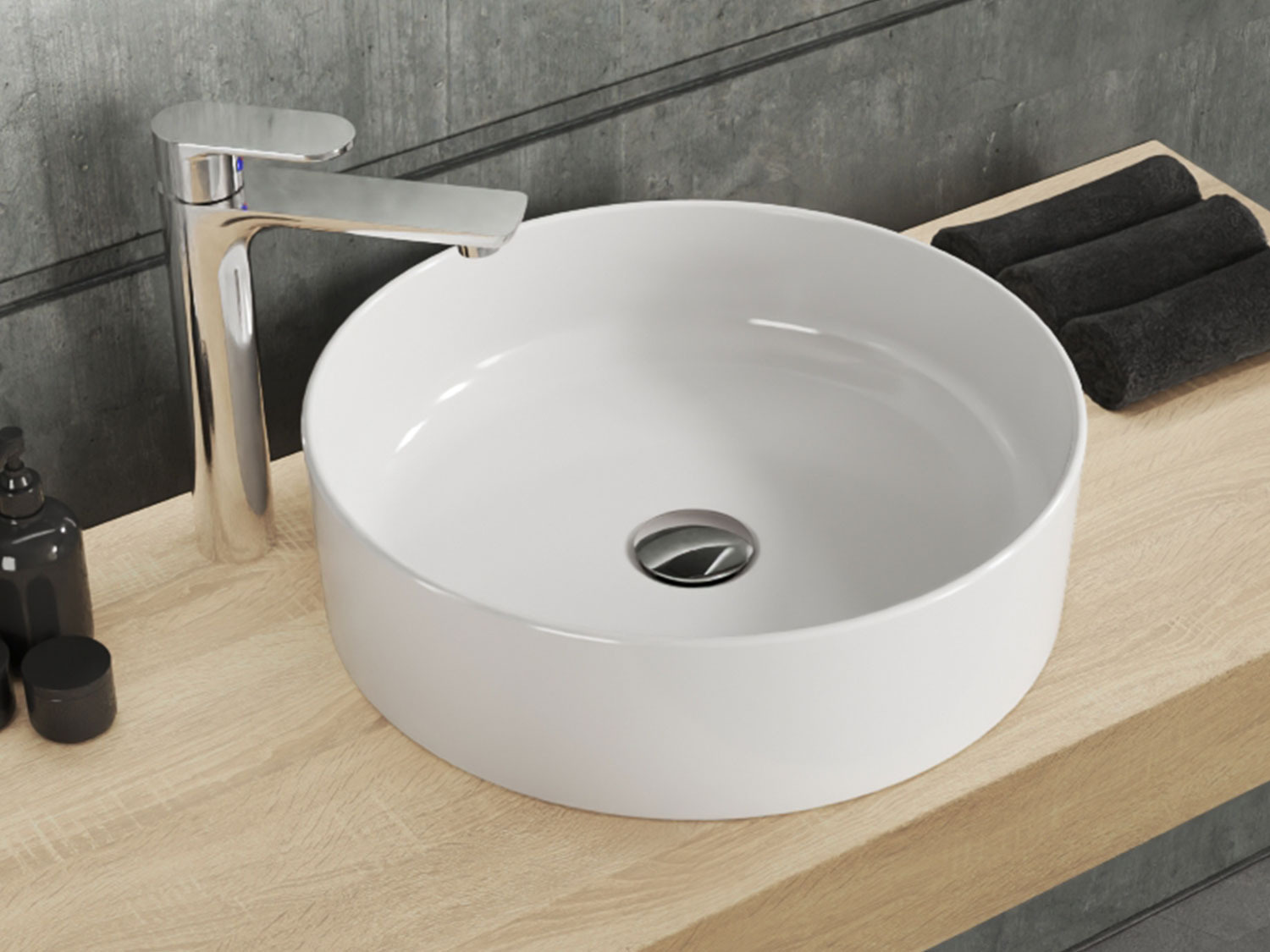 Aqua Bagno Bianzo Keramik Aufsatzwaschbecken ohne &Uuml;berlauf ohne Hahnlochbohrung 42cm wei&szlig;