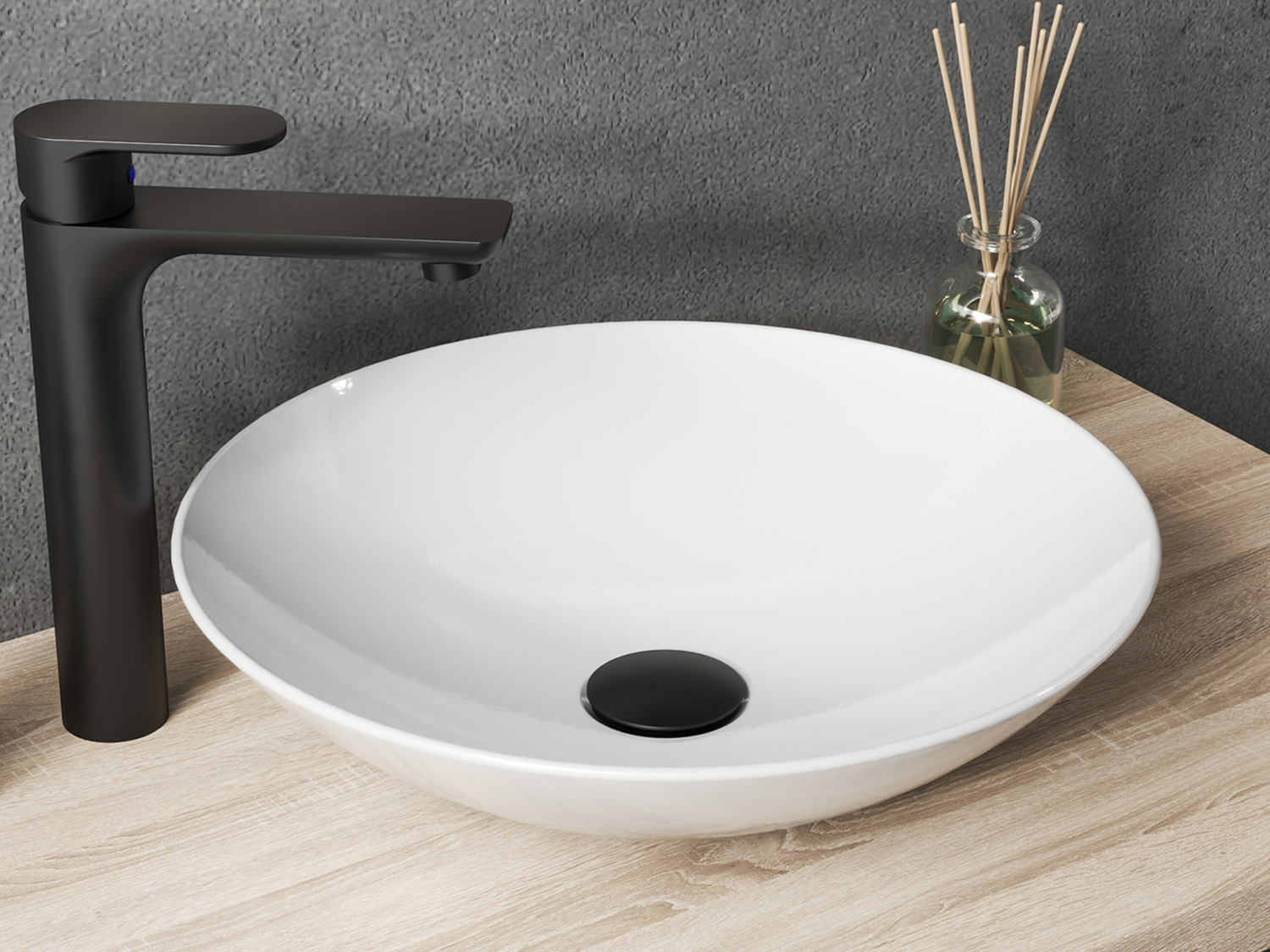 Aqua Bagno Minizia Keramik Aufsatzwaschbecken ohne &Uuml;berlauf ohne Hahnlochbohrung 40cm wei&szlig;