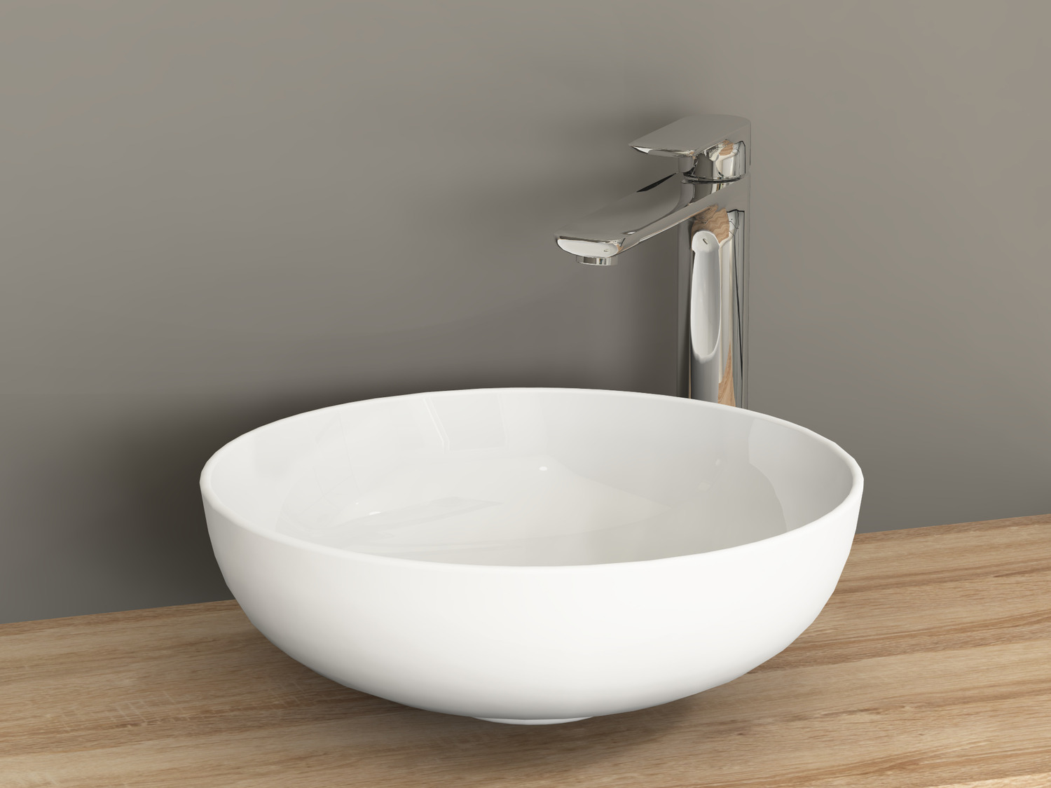 Aqua Bagno Minizia Keramik Aufsatzwaschbecken ohne &Uuml;berlauf ohne Hahnlochbohrung 38cm weiss