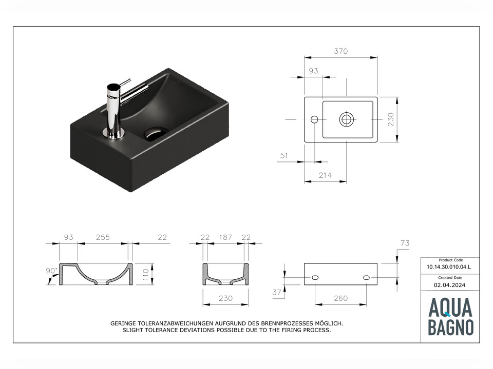 Waschbecken Aufsatzwaschtisch 37cm - Loft Air - 10.14.30.010.04.L