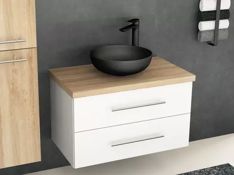 Flex Badmöbel 80, Weiß Hochglanz Lackiert,...
