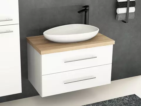 Flex Badmöbel 80, Weiß Hochglanz Lackiert,...