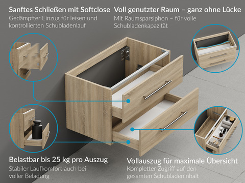 Flex Badmöbel 100, Eiche Gold, Trägerplatte