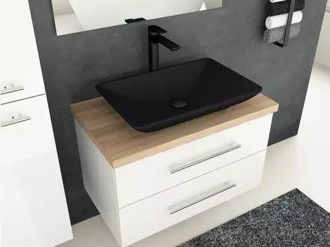 Flex Badmöbel 80, Weiß Hochglanz Lackiert,...
