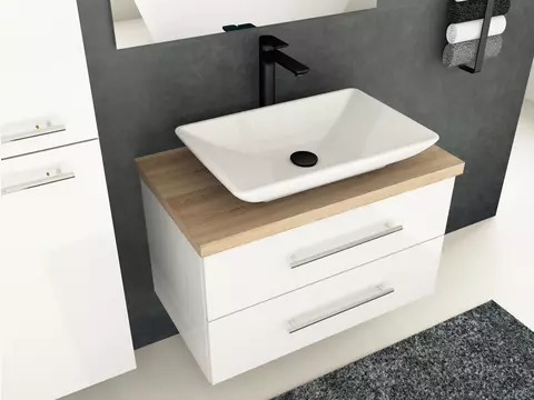 Flex Badmöbel 80, Weiß Hochglanz Lackiert,...