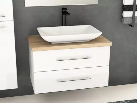 Flex Badmöbel 80, Weiß Hochglanz Lackiert,...