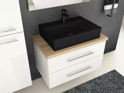 Flex Badmöbel 80, Weiß Hochglanz Lackiert,...