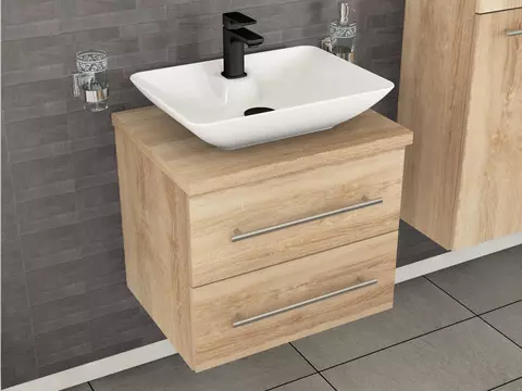 Flex Badmöbel 60, Eiche Gold, Keramik Waschbecken,...