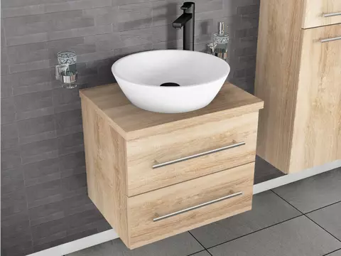 Flex Badmöbel 60, Eiche Gold, Keramik Waschbecken,...
