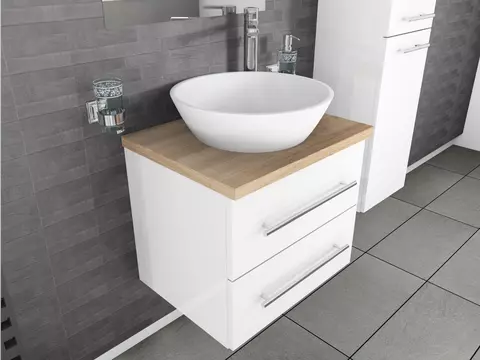 Flex Badmöbel 60, Weiß Hochglanz Lackiert,...