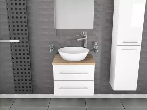 Flex Badmöbel 60, Weiß Hochglanz Lackiert,...