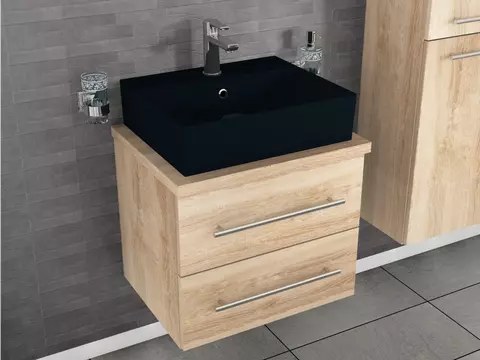 Flex Badmöbel 60, Eiche Gold, Keramik Waschbecken,...