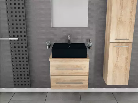 Flex Badmöbel 60, Eiche Gold, Keramik Waschbecken,...