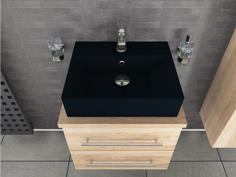 Flex Badmöbel 60, Eiche Gold, Keramik Waschbecken,...