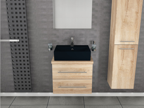 Flex Badmöbel 60, Eiche Gold, Keramik Waschbecken,...