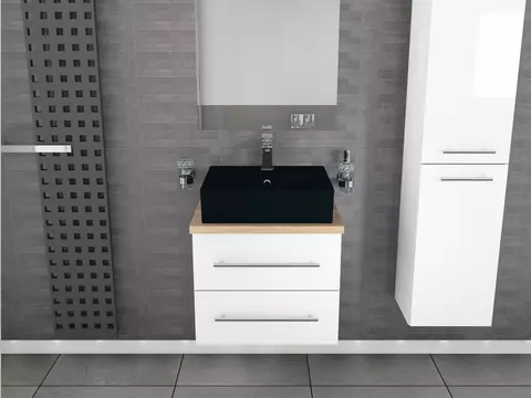Flex Badmöbel 60, Weiß Hochglanz Lackiert,...