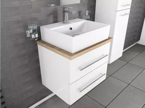 Flex Badmöbel 60, Weiß Hochglanz Lackiert,...