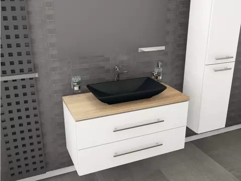 Flex Badmöbel 100, Weiß Hochglanz Lackiert,...