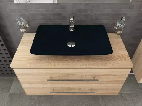 Flex Badmöbel 100, Eiche Gold, Keramik Waschbecken,...