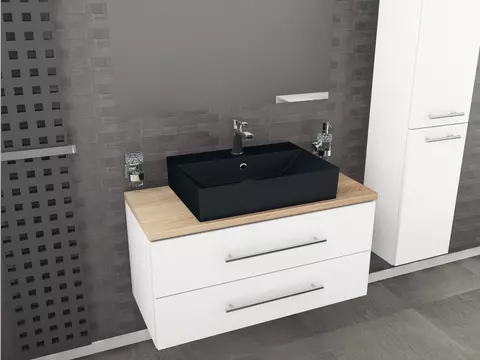 Flex Badmöbel 100, Weiß Hochglanz Lackiert,...