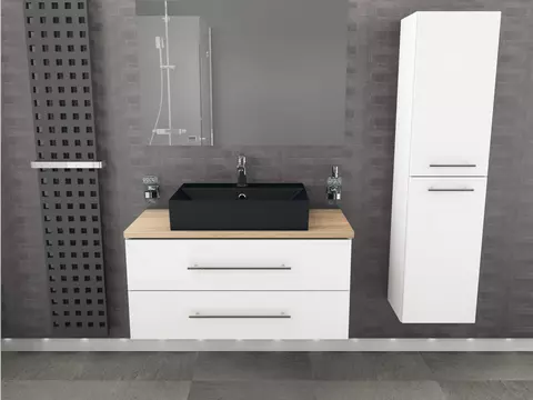 Flex Badmöbel 100, Weiß Hochglanz Lackiert,...