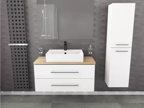 Flex Badmöbel 100, Weiß Hochglanz Lackiert,...