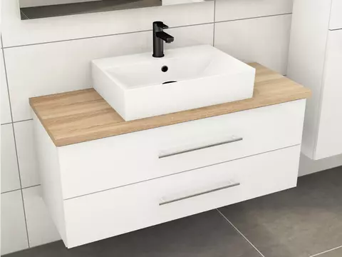 Flex Badmöbel 120, Weiß Hochglanz Lackiert,...