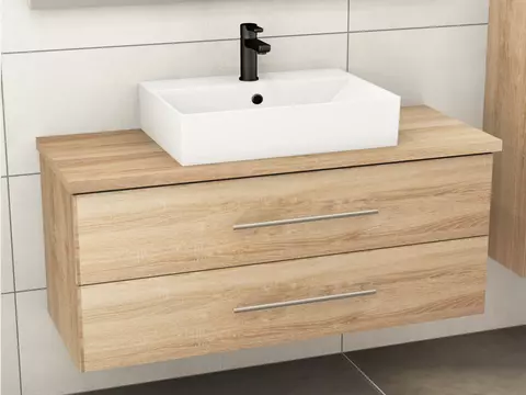 Flex Badmöbel 120, Eiche Gold, Keramik Waschbecken,...