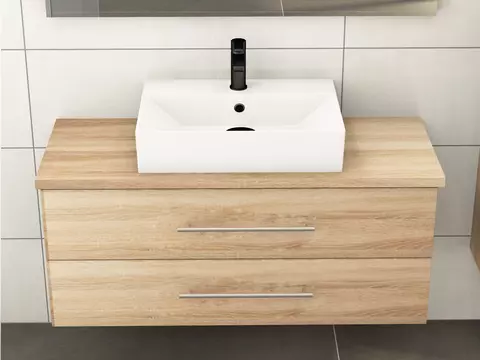 Flex Badmöbel 120, Eiche Gold, Keramik Waschbecken,...