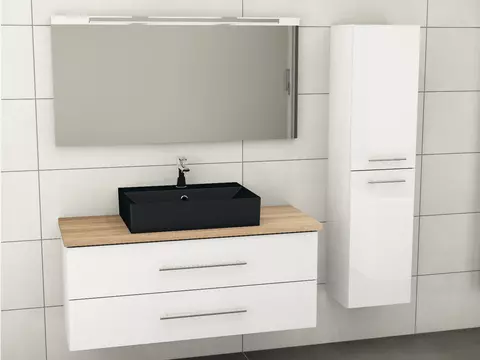 Flex Badmöbel 120, Weiß Hochglanz Lackiert,...
