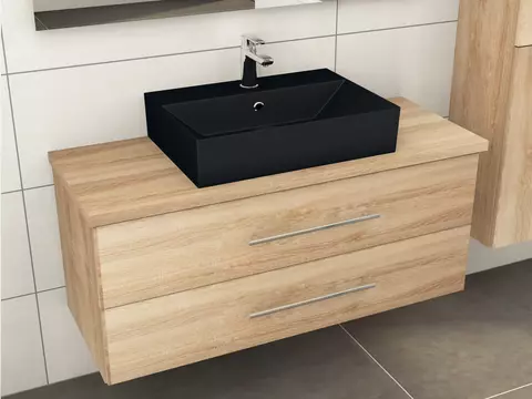 Flex Badmöbel 120, Eiche Gold, Keramik Waschbecken,...