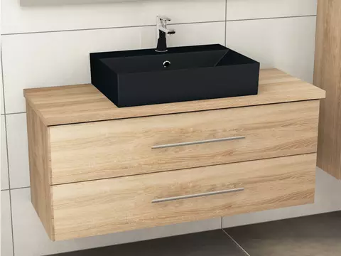 Flex Badmöbel 120, Eiche Gold, Keramik Waschbecken,...