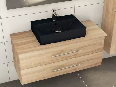 Flex Badmöbel 120, Eiche Gold, Keramik Waschbecken,...
