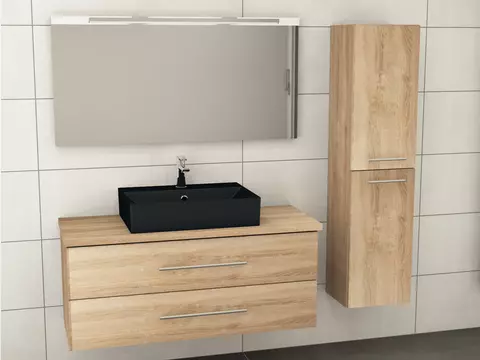 Flex Badmöbel 120, Eiche Gold, Keramik Waschbecken,...