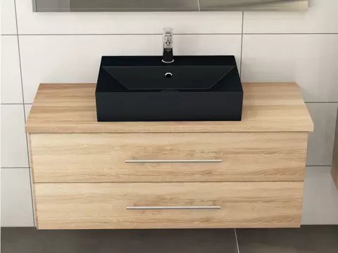 Flex Badmöbel 120, Eiche Gold, Keramik Waschbecken,...