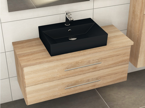 Flex Badmöbel 120, Eiche Gold, Keramik Waschbecken,...