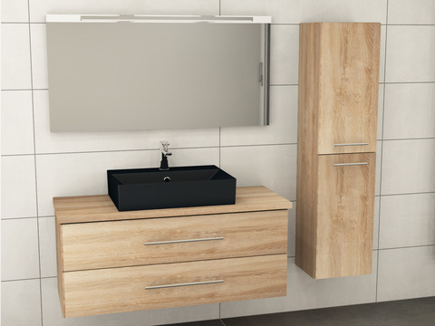 Flex Badmöbel 120, Eiche Gold, Keramik Waschbecken,...