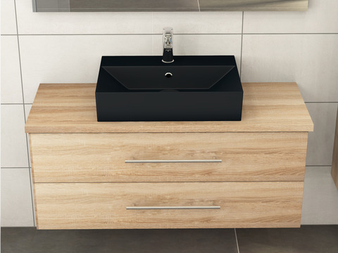Flex Badmöbel 120, Eiche Gold, Keramik Waschbecken,...