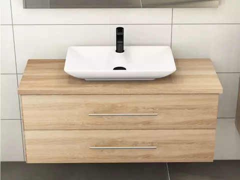 Flex Badmöbel 120, Eiche Gold, Keramik Waschbecken,...