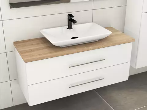 Flex Badmöbel 120, Weiß Hochglanz Lackiert,...