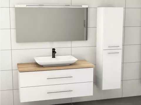 Flex Badmöbel 120, Weiß Hochglanz Lackiert,...