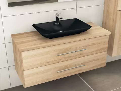 Flex Badmöbel 120, Eiche Gold, Keramik Waschbecken,...