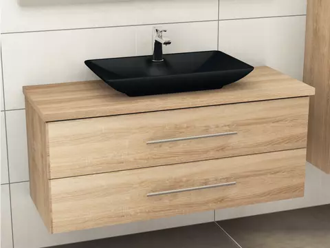 Flex Badmöbel 120, Eiche Gold, Keramik Waschbecken,...