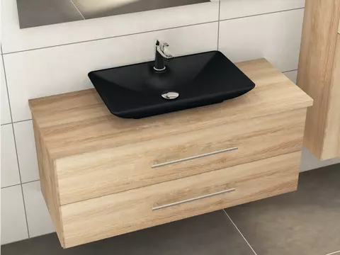 Flex Badmöbel 120, Eiche Gold, Keramik Waschbecken,...
