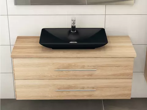Flex Badmöbel 120, Eiche Gold, Keramik Waschbecken,...