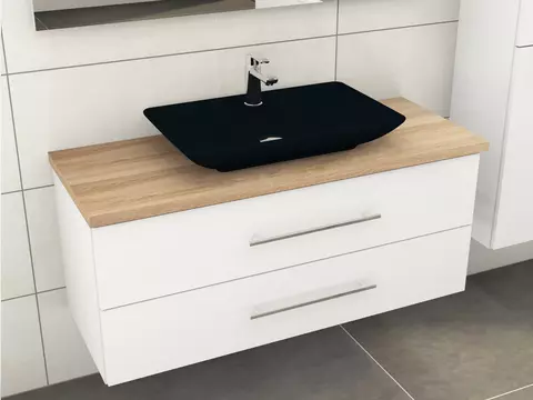 Flex Badmöbel 120, Weiß Hochglanz Lackiert,...