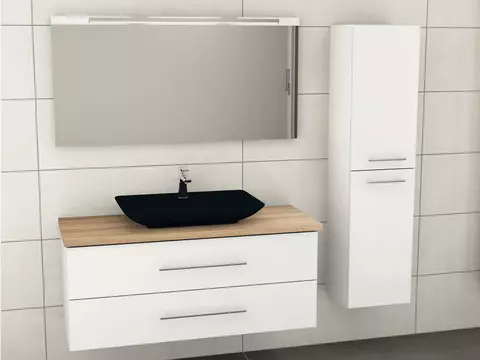 Flex Badmöbel 120, Weiß Hochglanz Lackiert,...