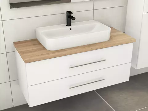 Flex Badmöbel 120, Weiß Hochglanz Lackiert,...