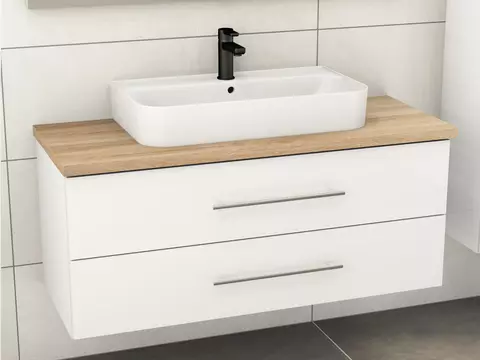 Flex Badmöbel 120, Weiß Hochglanz Lackiert,...